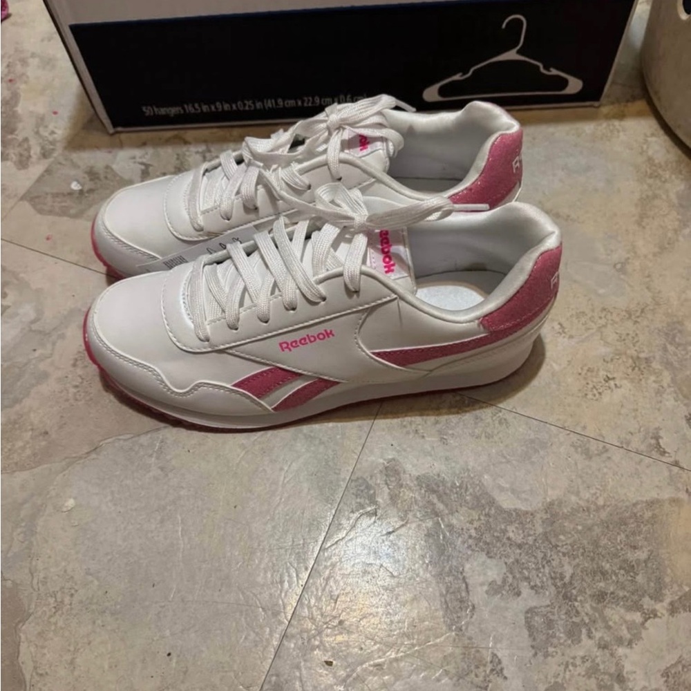 Reebok Classic White and Pink Trainers